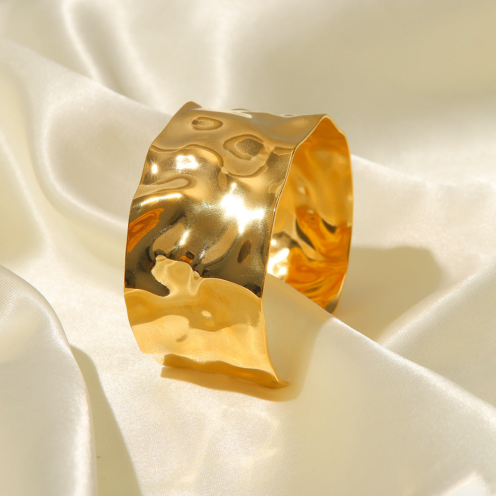 Just Lil Things Artificial Hammered Wide Gold Cuff Bracelet jltb0511