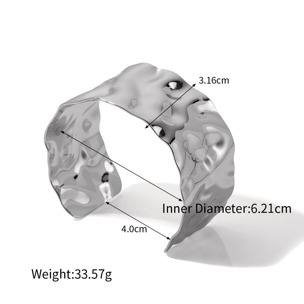 Just Lil Things Artificial Hammered Wide Silver Cuff Bracelet – jltb0512