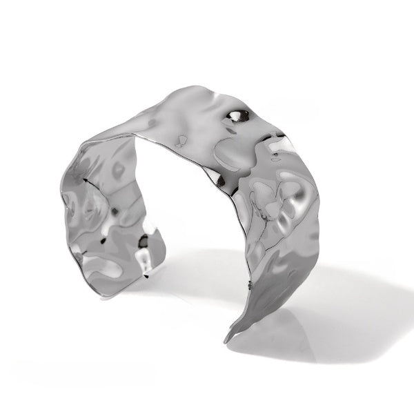 Just Lil Things Artificial Hammered Wide Silver Cuff Bracelet – jltb0512