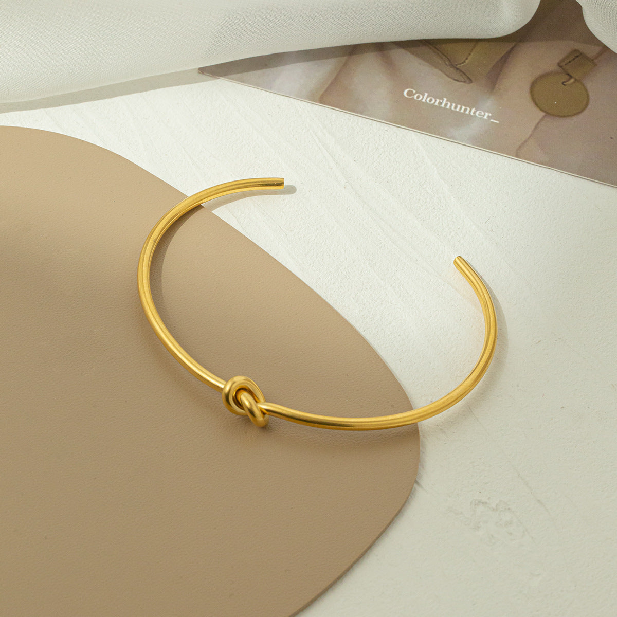 Just Lil Things Artificial Minimalist Gold Knot Open Cuff Bracelet jltb0514