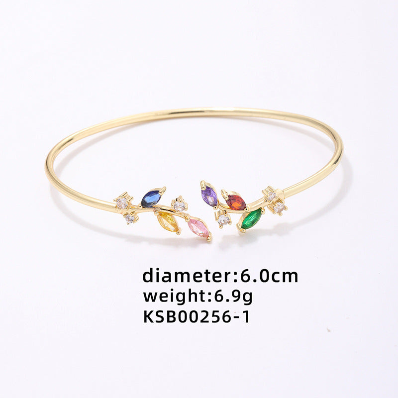 Just Lil Things Artificial Stylish with Multi-Color Leaf Crystal Stones Bracelet - jltb0517