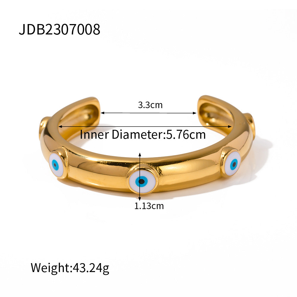 Just Lil Things Artificial Gold Evil Eye Open Cuff – Protective Statement Jewelry Bracelet- jltb0518