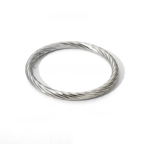 Just Lil Things Arificial Twisted Silver Bangle Bracelet jltb0522