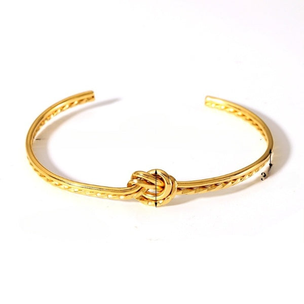 Just Lil Things Golden Knot Textured Open Cuff Bracelet jltb0527