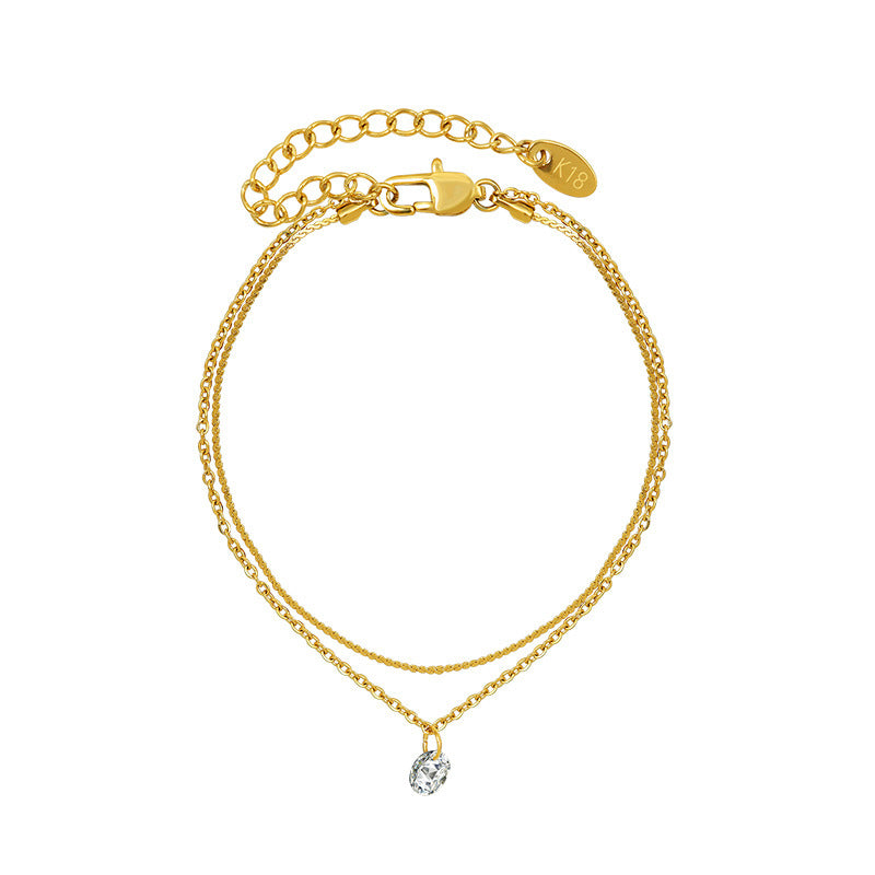 Delicate Double-Layer Bracelet with Crystal Charm – Bracelet JLTB0545