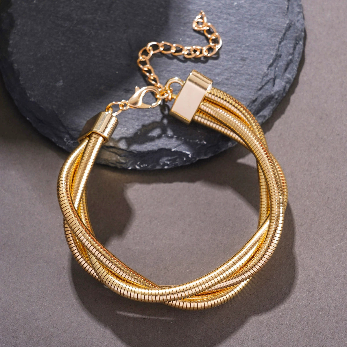 Golden Multi-Strand Snake Chain Bracelet – Elegant Twisted Design Bracelet JLTB0548