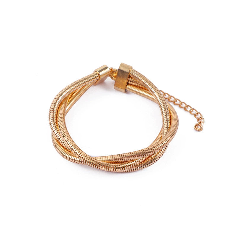 Golden Multi-Strand Snake Chain Bracelet – Elegant Twisted Design Bracelet JLTB0548