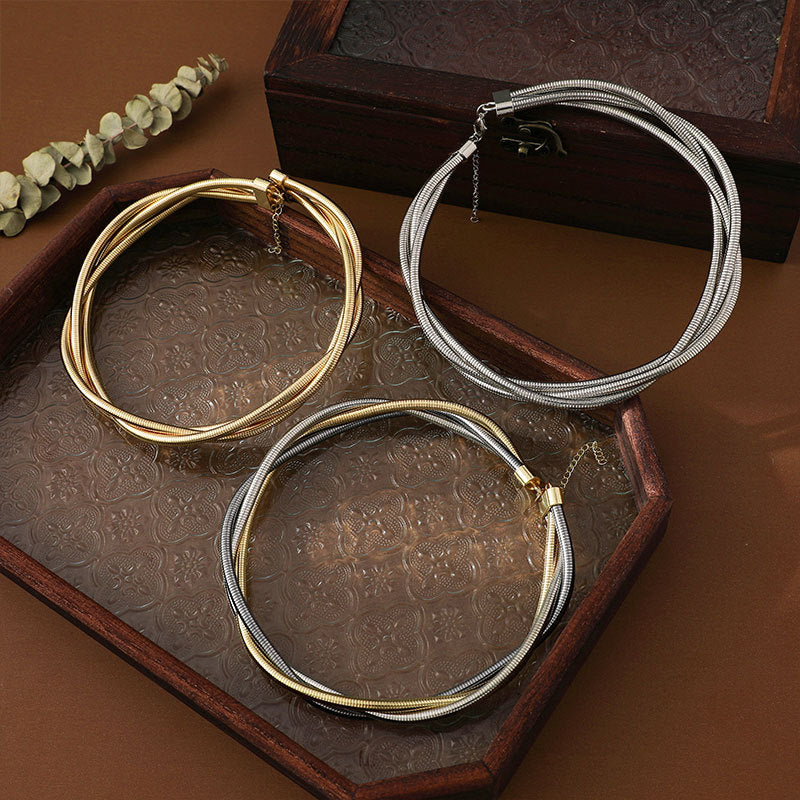 Triple Twist Silver Snake Chain Bracelet – Adjustable Minimalist Design Bracelet JLTB0549