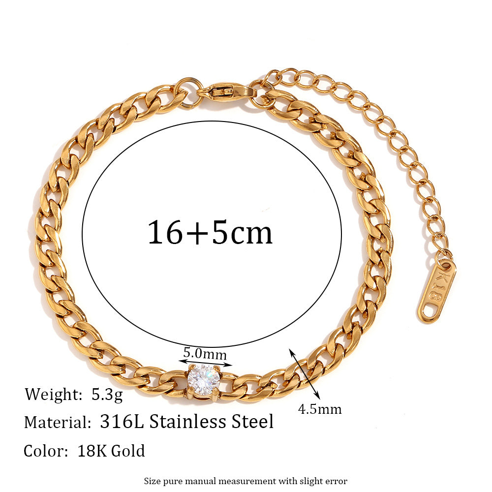 Elegant Curb Hollow Link Chain Gold-Tone Bracelets JLTB0563