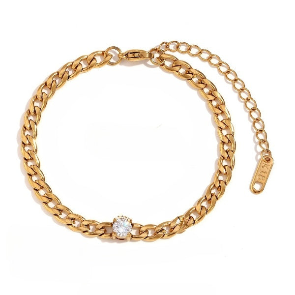 Elegant Curb Hollow Link Chain Gold-Tone Bracelets JLTB0563