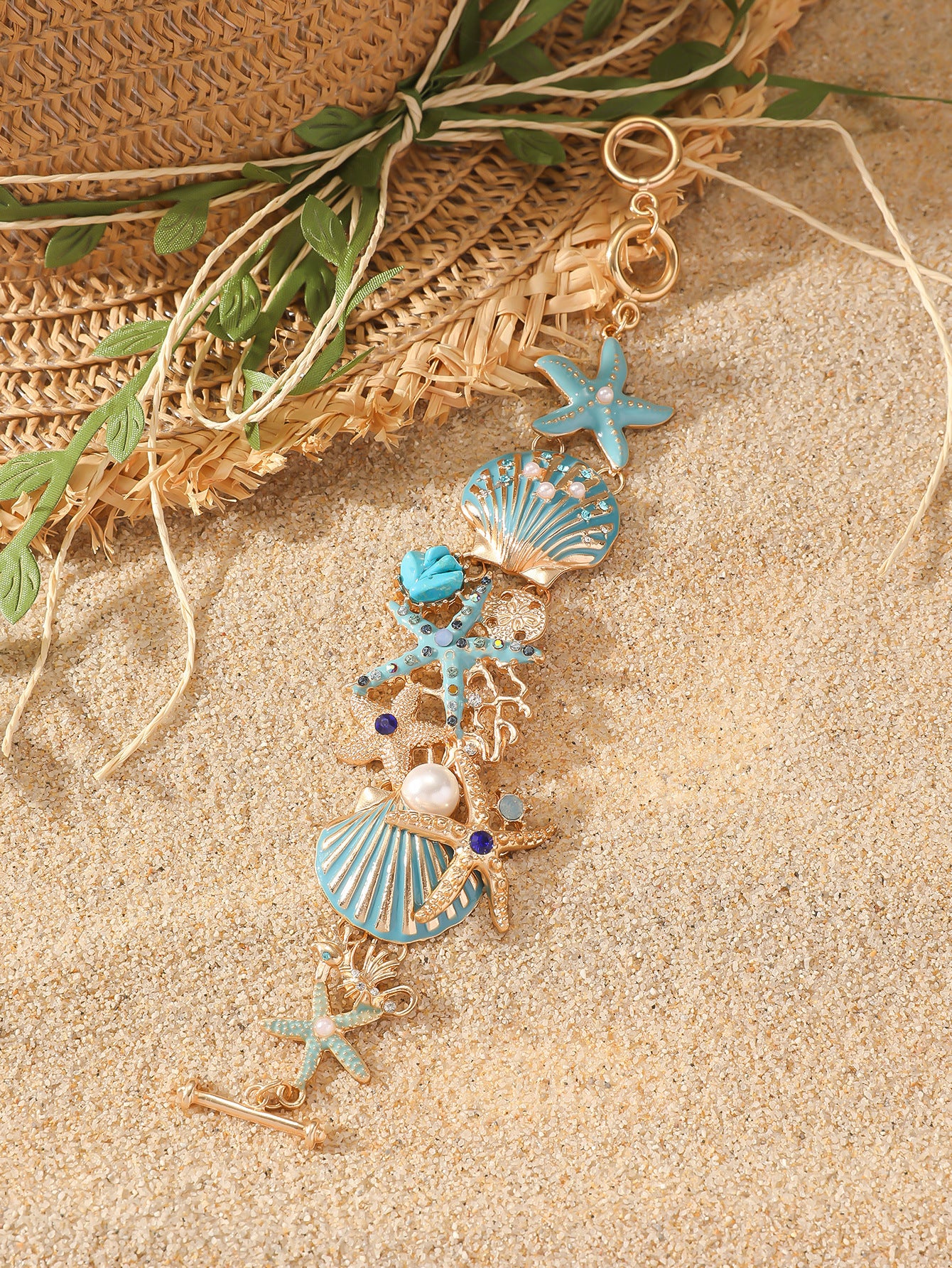 Blue Starfish Turquoise Charms Beach Lovers Bracelet JLTB0571