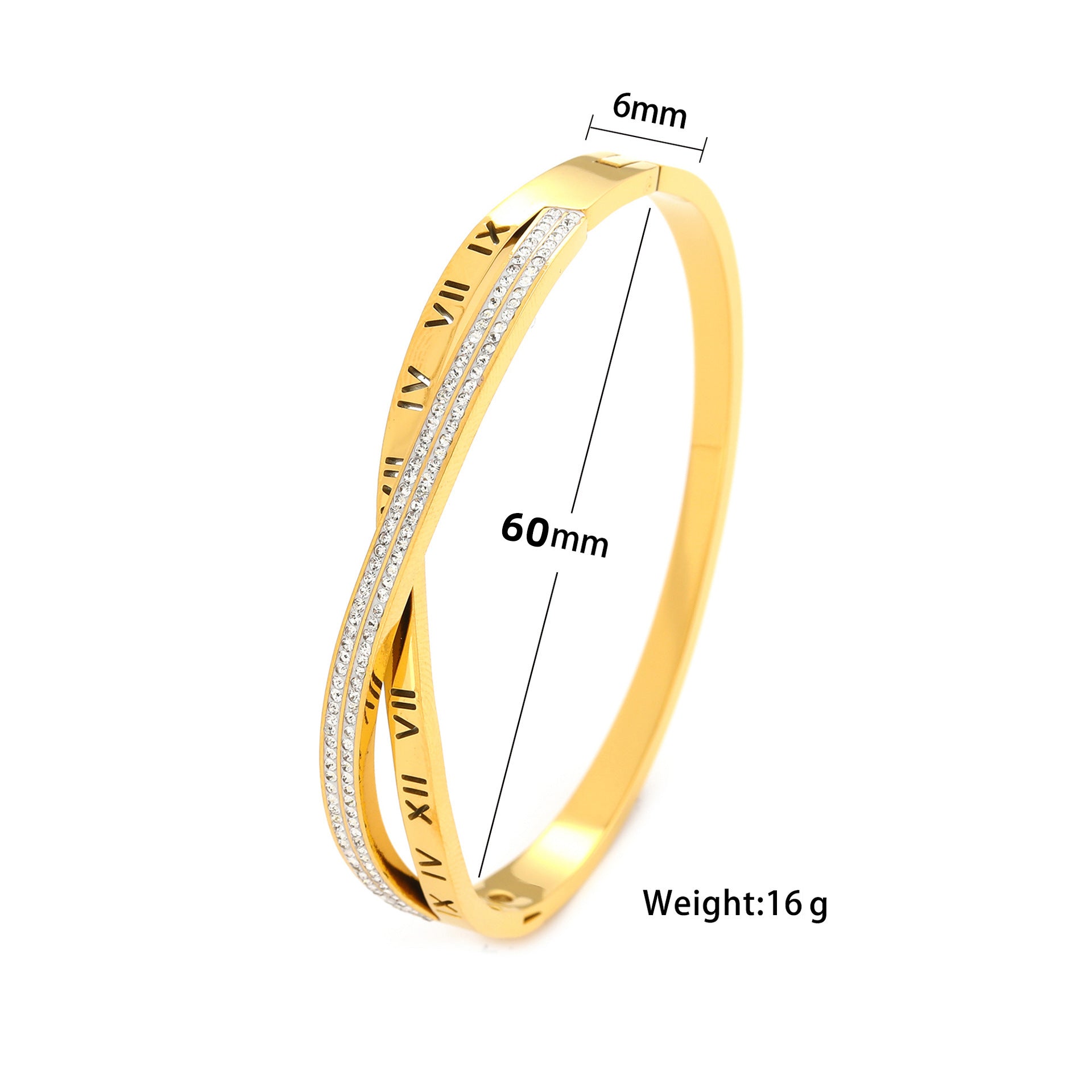 Roman Numbers Sparkling Diamond studded Gold-Finish Bracelets JLTB0575