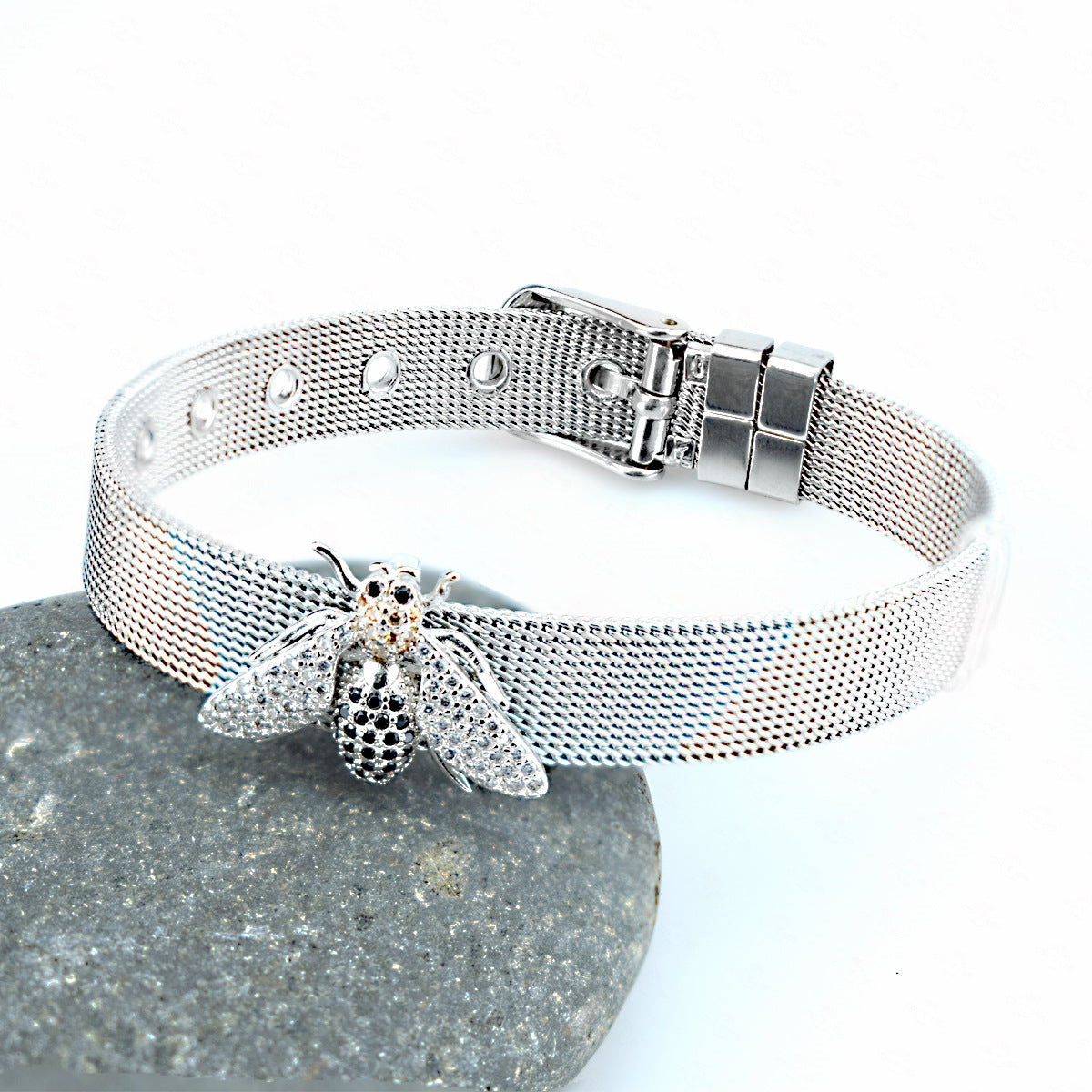 Honey Bee Styled Silver Buckle Bracelet JLTB0591