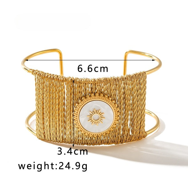 Aurora Sun Medallion Cuff Gold-tone Bracelet JLTB0613