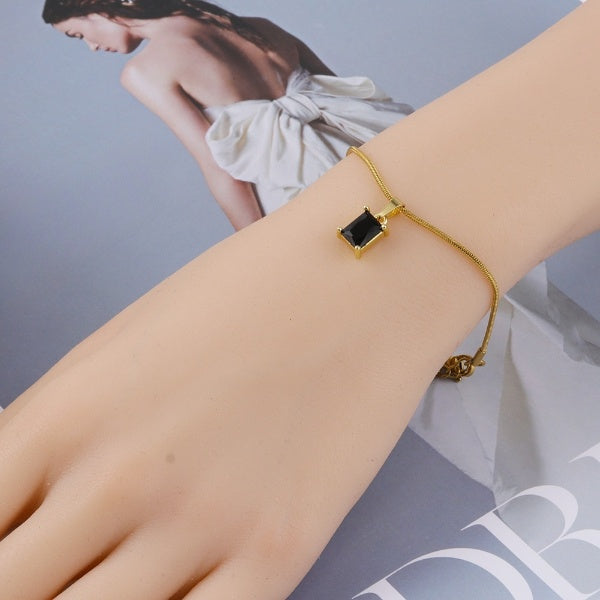 Black Onyx Stone Sleek Chain Bracelet JLTB0618