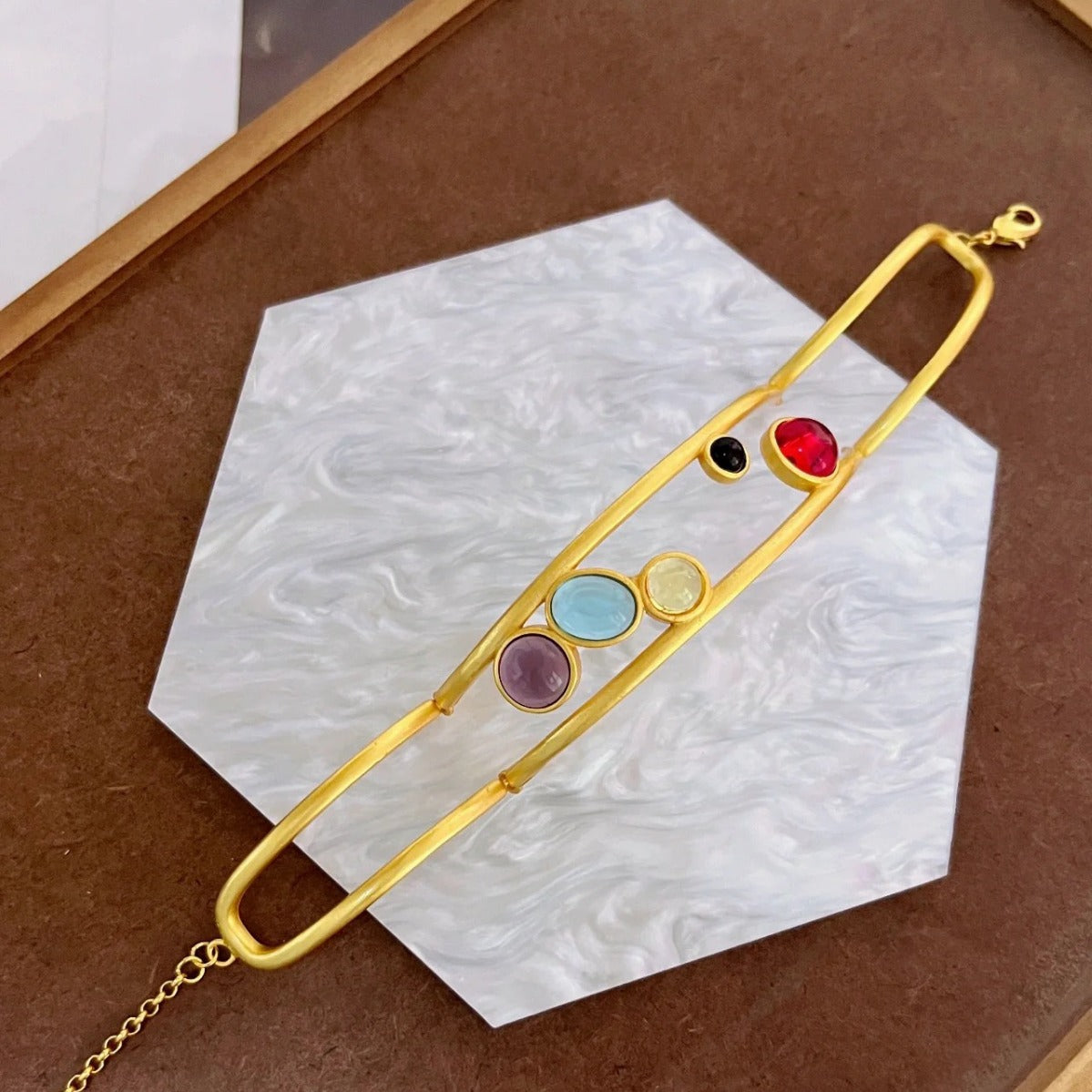 Celestial Spectrum Gem Aurora Styled Cuff Bracelet JLTB0623