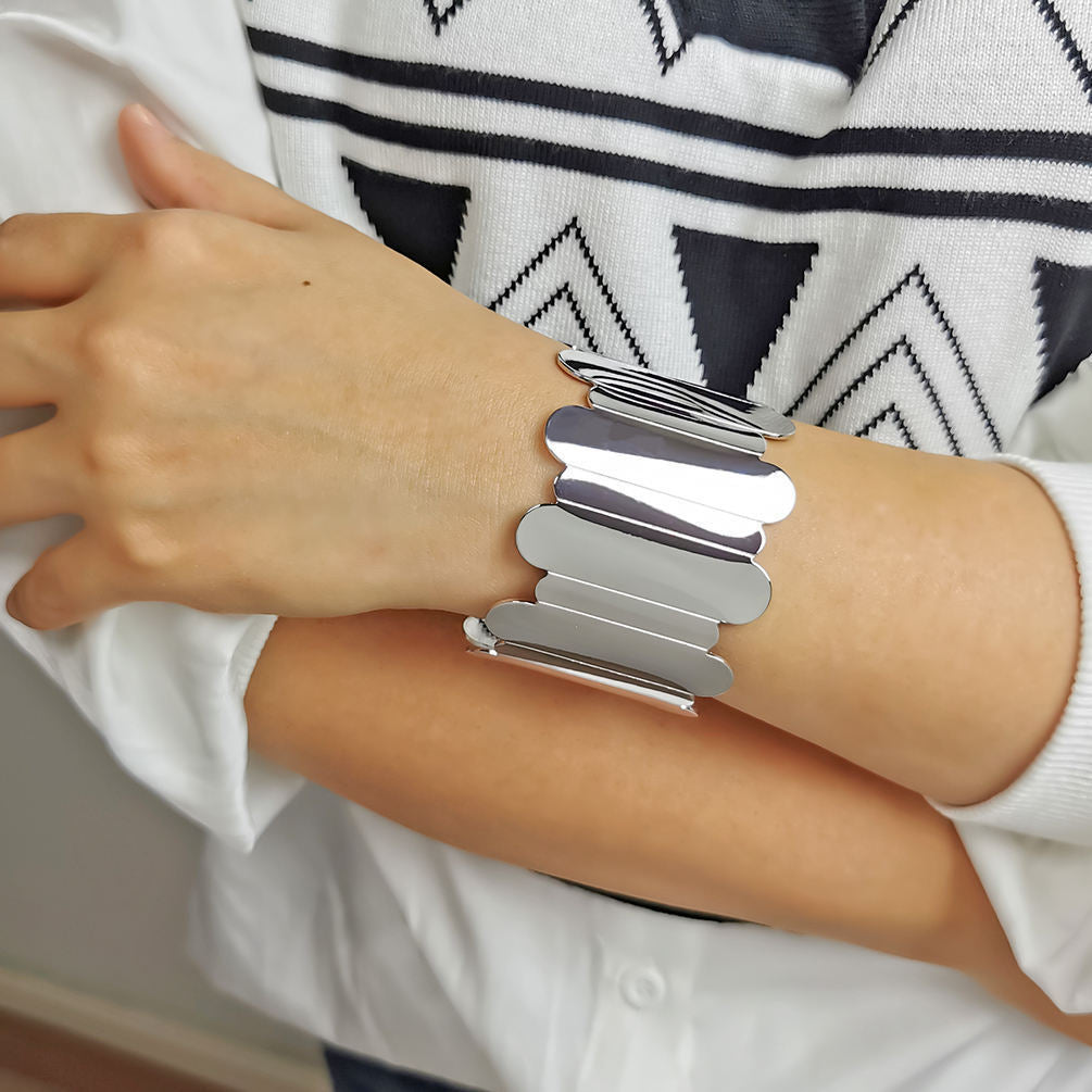 Irregular Geometrical Arrangement Cuff Silver Style Bracelet JLTB0628