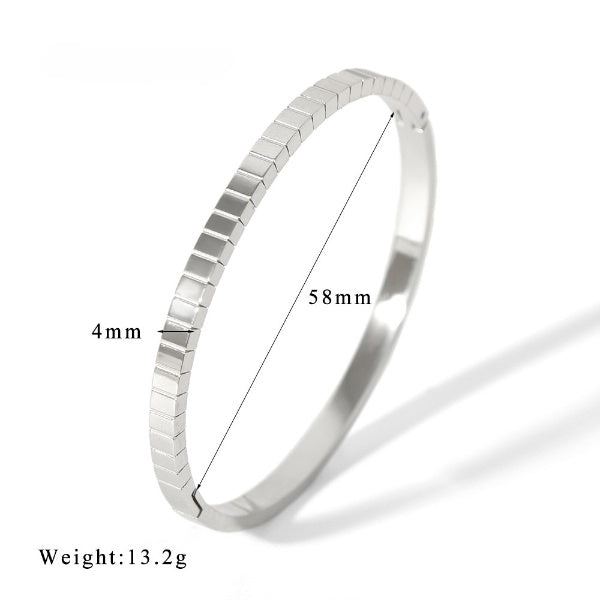Openable Contemporary Silver Stripe Bangle Styled Bracelet JLTB0630