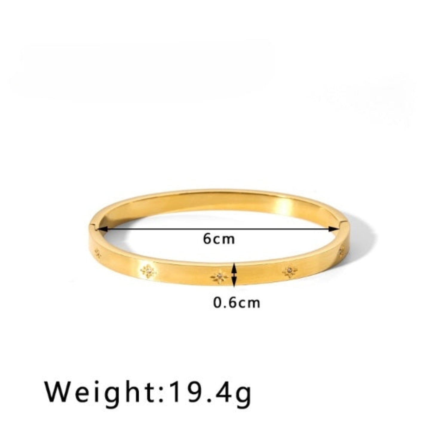 Trendy Twinkling Star Engraved Cuff Gold-Tone Bracelet JLTB0646