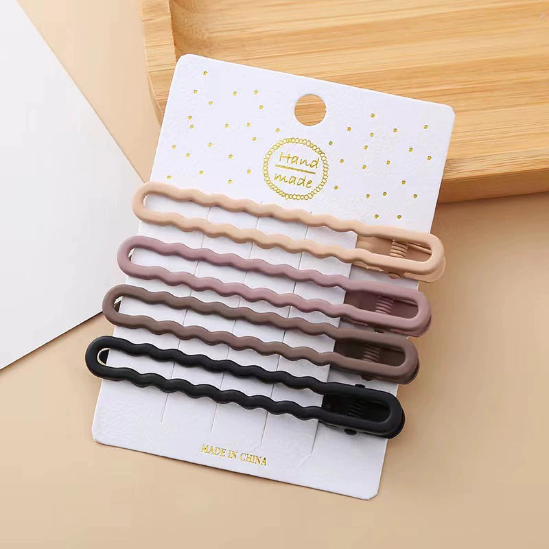 Dopamine Korean version of simple seamless side clip milk coffee color hair clip female side bangs one word clip headdress jltc0078