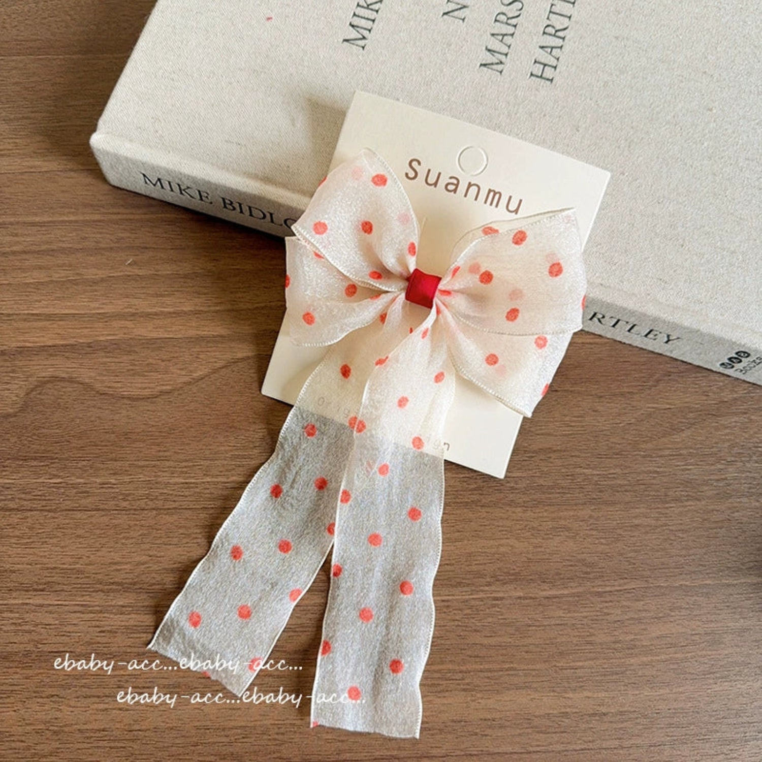 Just Lil Things Sheer Polka Dot Bow Hair Clip – Cute Long Ribbon Accessory for Girls jltc0106