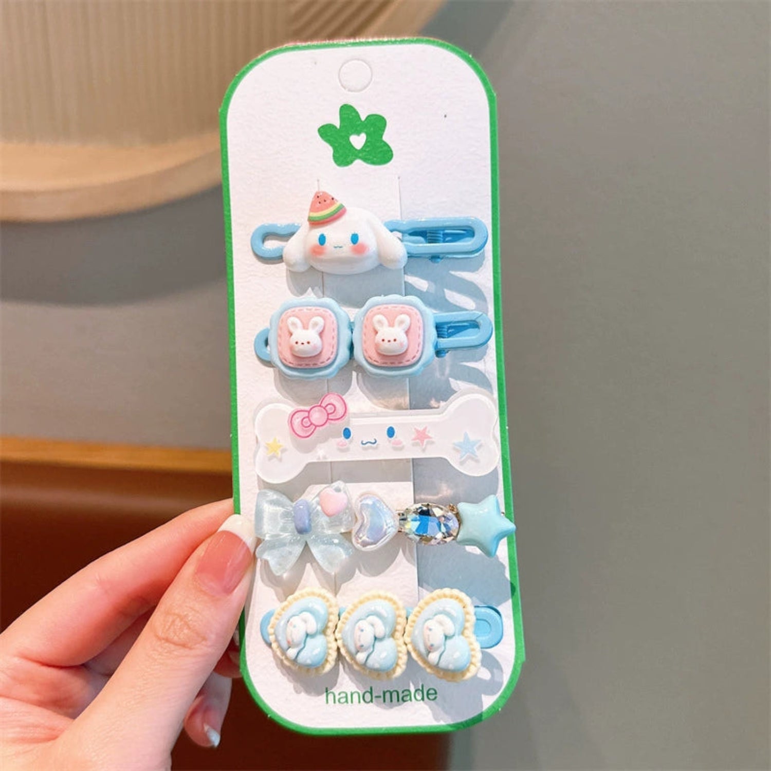 Just Lil Things Blue Cartoon Hair Clip Set – Cute Bunny & Bow Design for Kids jltc0112