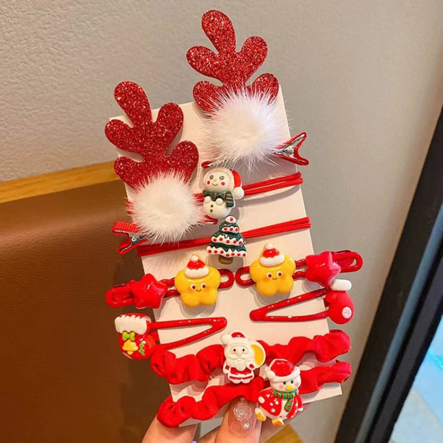 Just Lil Things Christmas Hair Clip Set – Festive Reindeer, Santa & Tree Design for Kids jltc0117