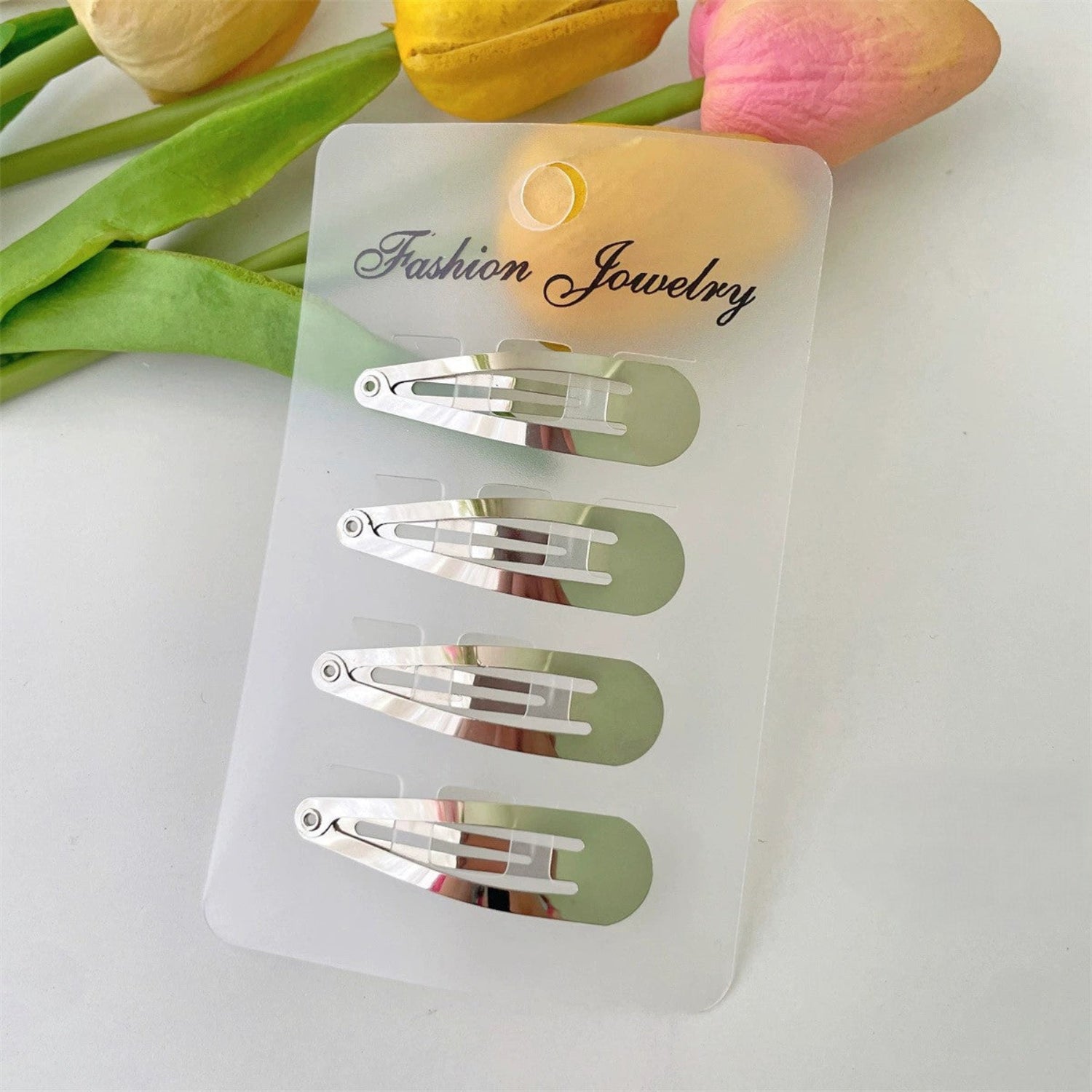 4-Piece Polished Silver Snap Clips JLTC0147