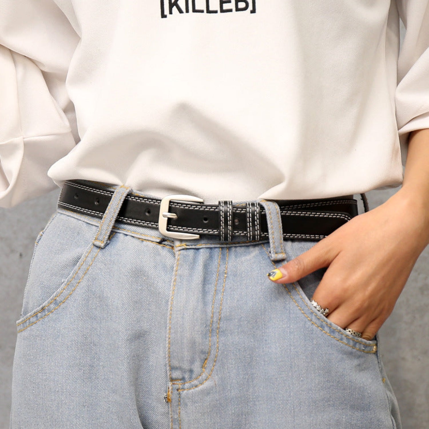 Retro Fashion Pin Buckle Decorative Thin Belt Women