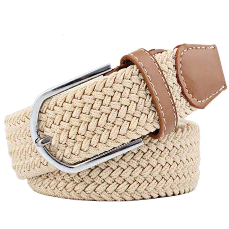 Elastic woven belt Internet popular casual pin buckle women's canvas belt