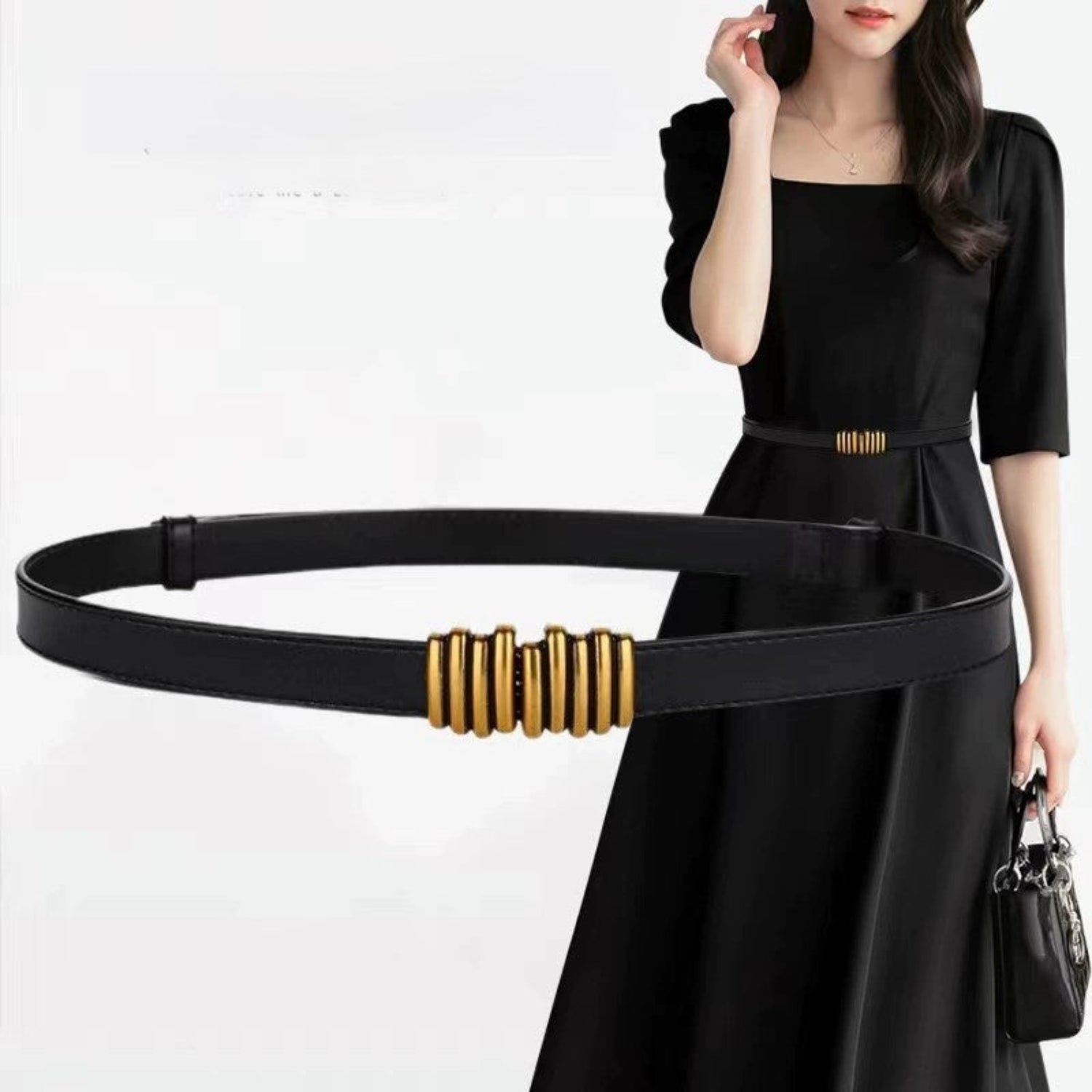 "Retro-Style Metal Buckle Belt for Coats, Suits, Sweaters, Shirts & Skirts"
