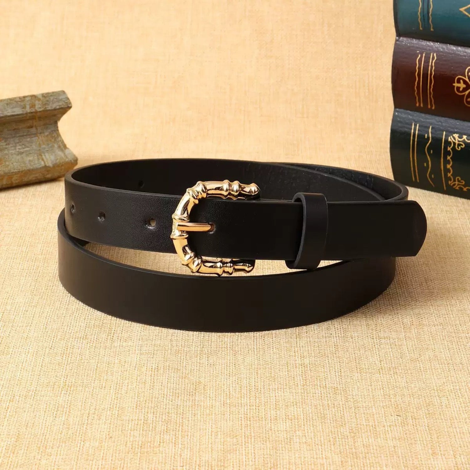 Black Belt with Gold Embellished Buckle JLTHB0235