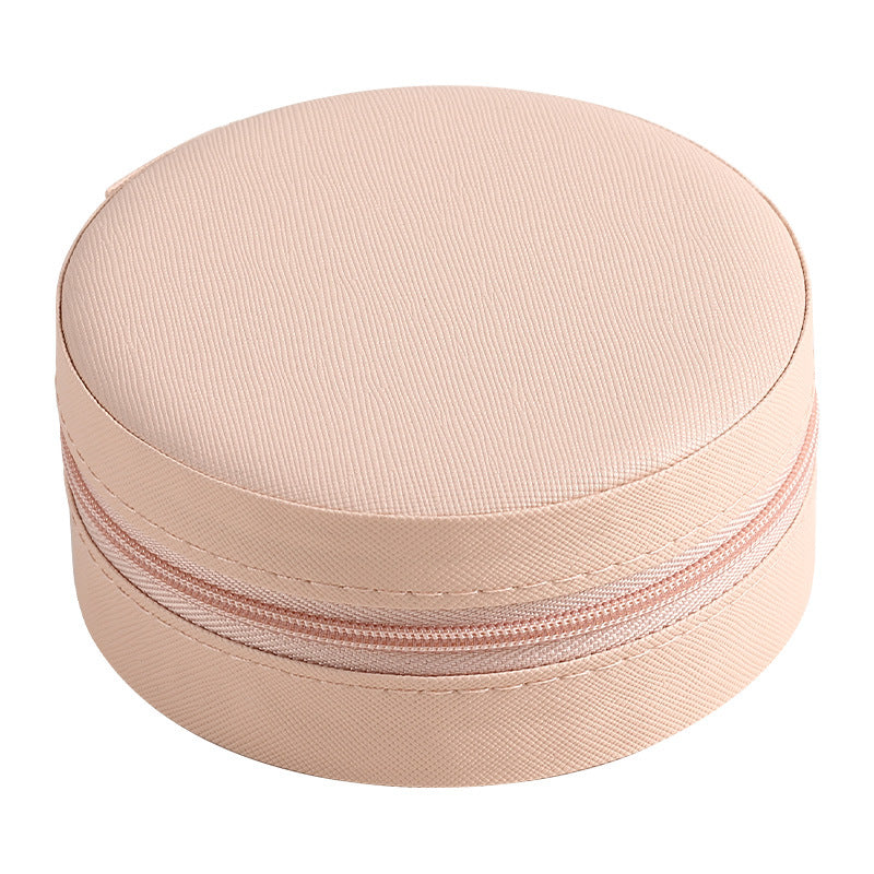 Round Travel Jewelry Case - Compact Portable Organizer for Rings, Earrings, and Small Accessories