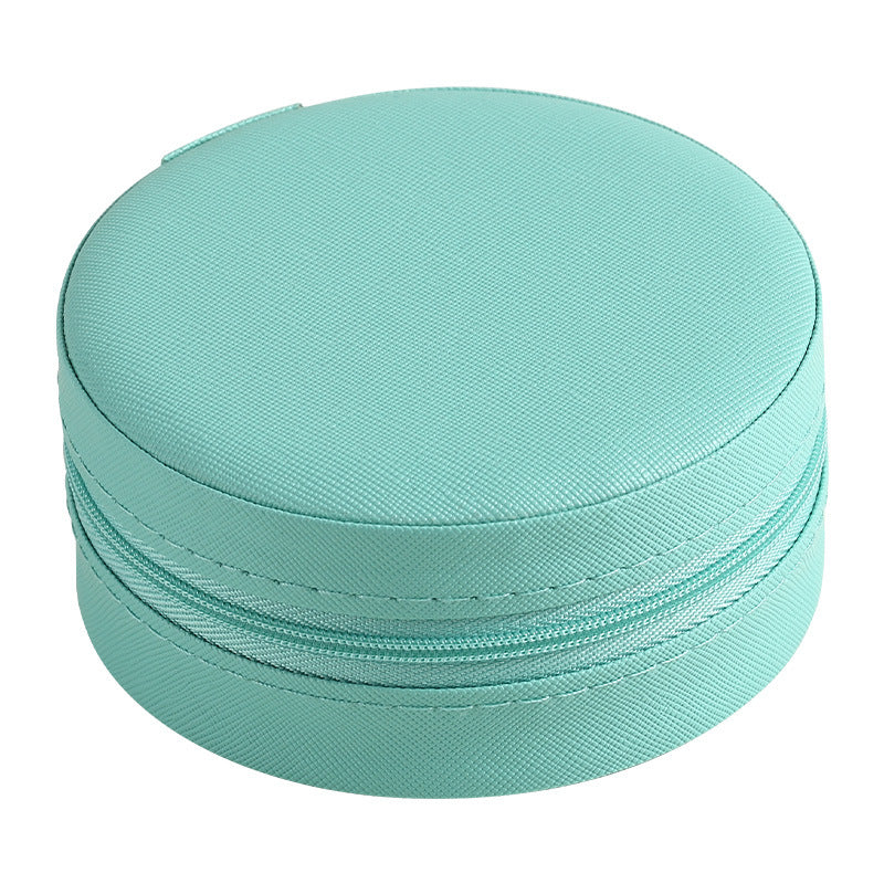 Round Travel Jewelry Case - Compact Portable Organizer for Rings, Earrings, and Small Accessories