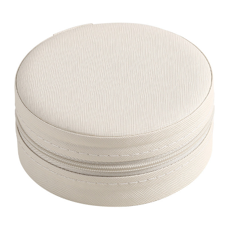 Round Travel Jewelry Case - Compact Portable Organizer for Rings, Earrings, and Small Accessories