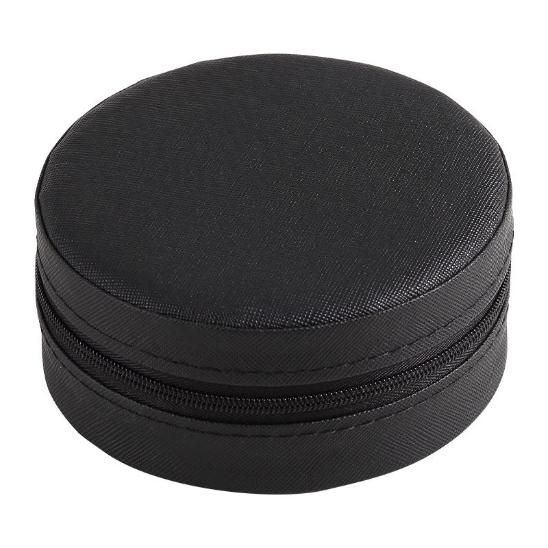 Round Travel Jewelry Case - Compact Portable Organizer for Rings, Earrings, and Small Accessories