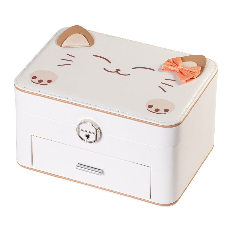 Adorable Cat Jewelry Box with Drawer - Cute and Functional Organizer for Kids and Cat Lovers