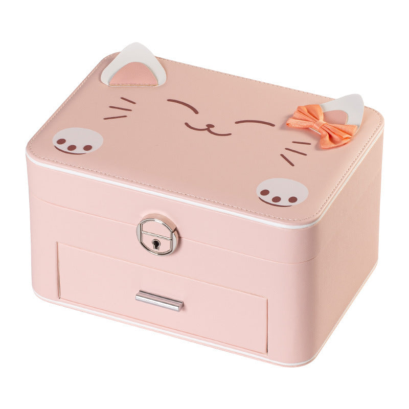 Adorable Cat Jewelry Box with Drawer - Cute and Functional Organizer for Kids and Cat Lovers
