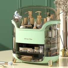 Organizer with Dustproof Cover - Luxurious Cosmetic Storage Tower for Skincare and Beauty Essentials