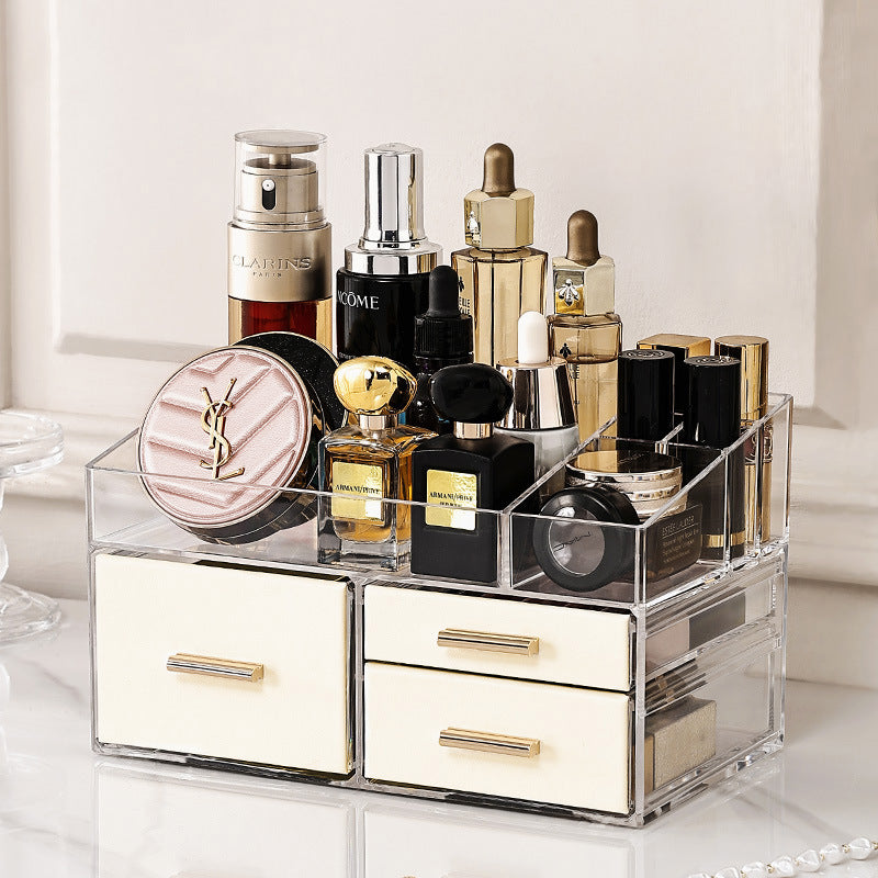 Cosmetic storage box acrylic large capacity dressing table organizer, makeup brush, perfume, skin care products rack