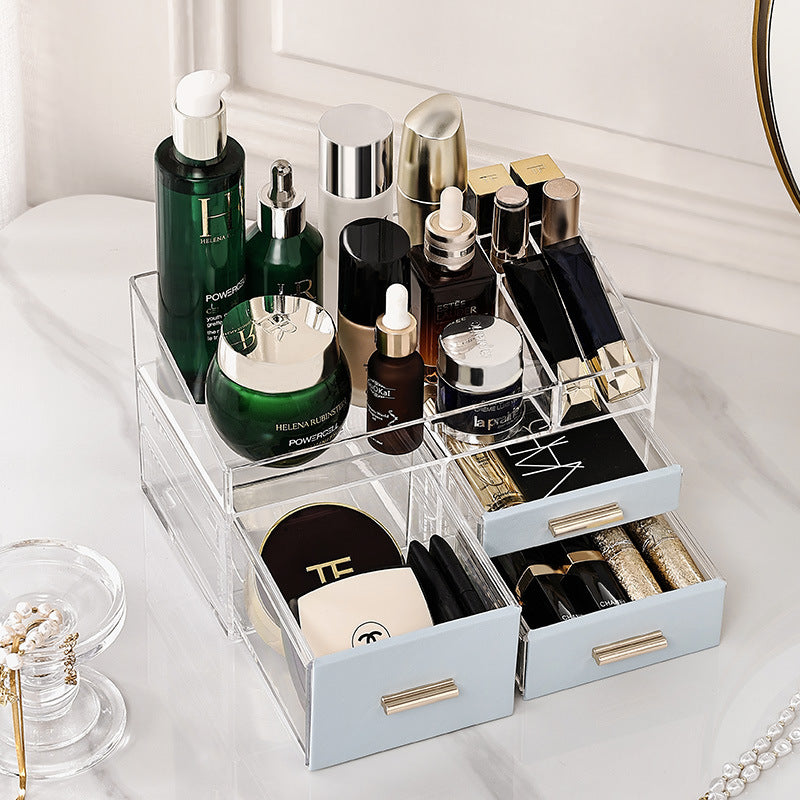 Cosmetic storage box acrylic large capacity dressing table organizer, makeup brush, perfume, skin care products rack