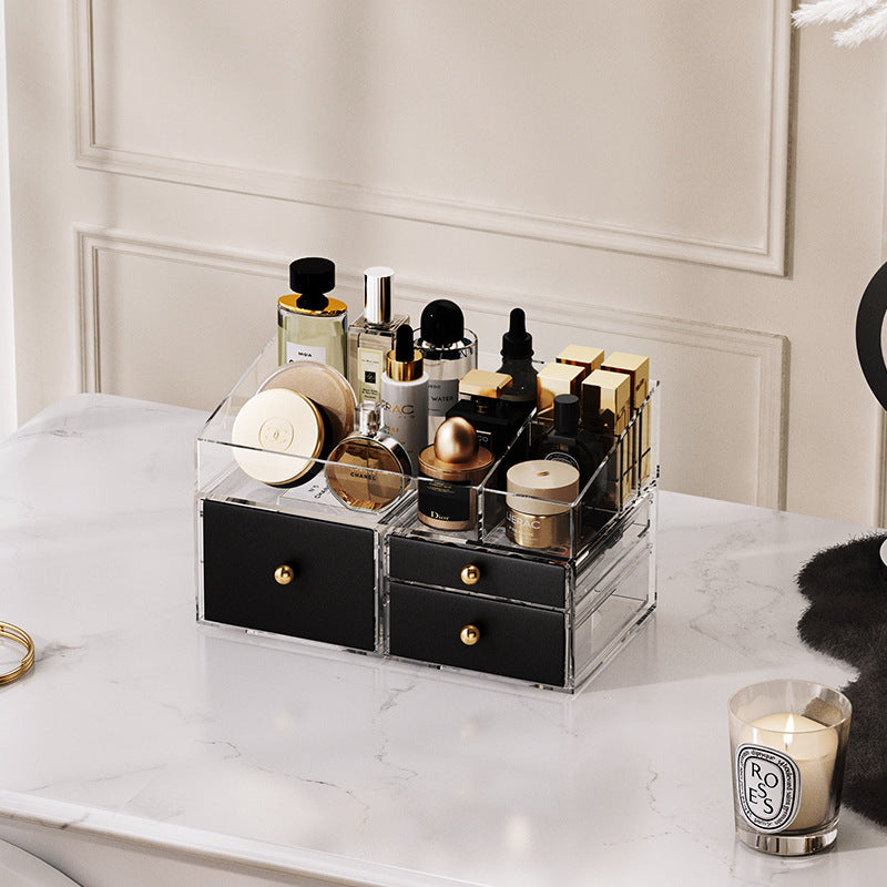 Cosmetic storage box acrylic large capacity dressing table organizer, makeup brush, perfume, skin care products rack