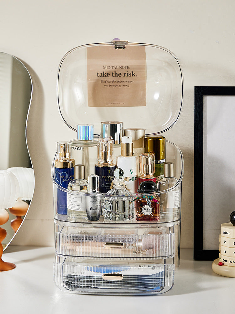 Transparent cosmetics storage box home, bedroom, dressing table jewelry storage box, skin care products storage rack