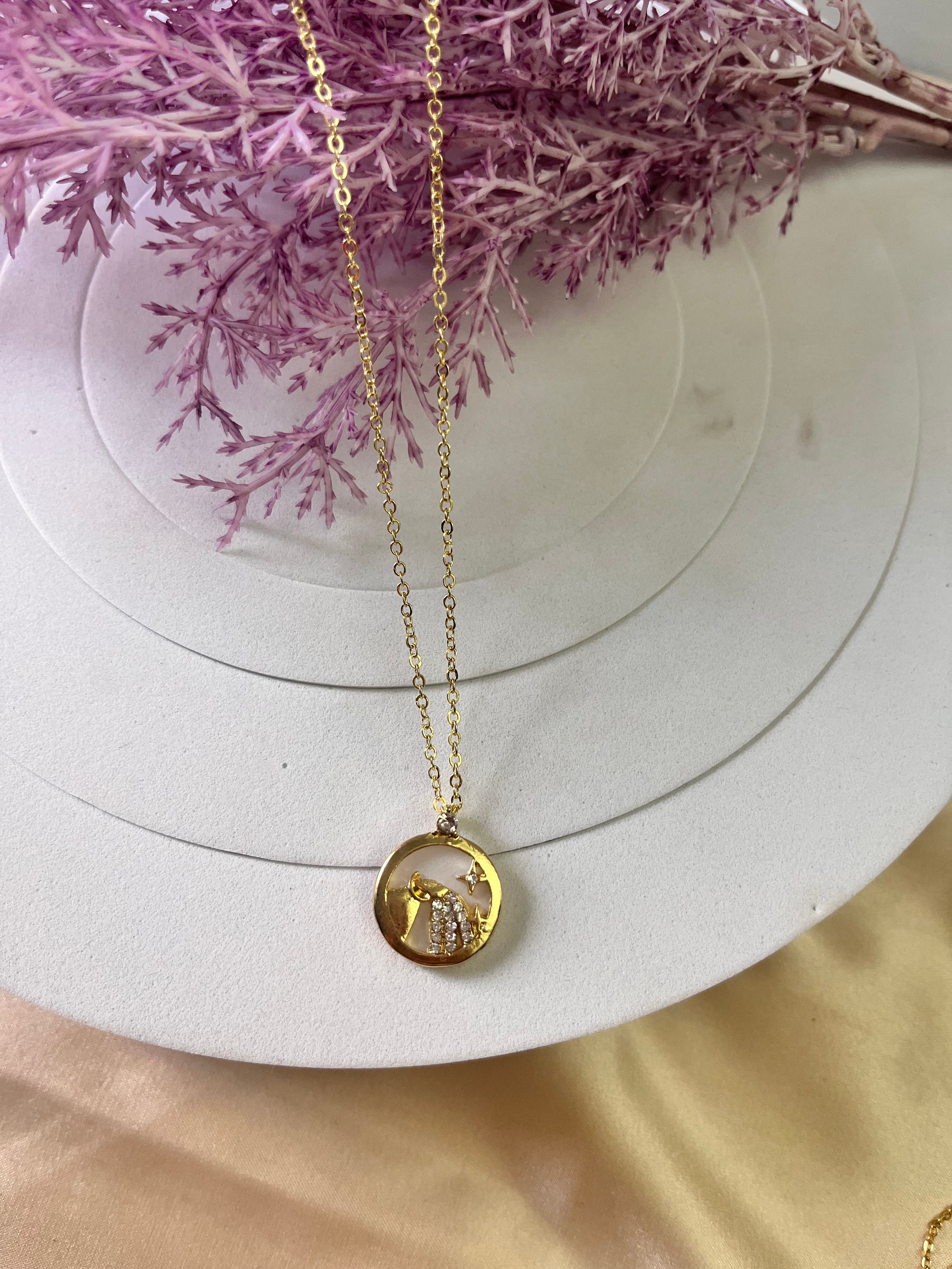 Zodiac-Inspired Gold-Color Necklace – Astrology Pendant for All Star Signs