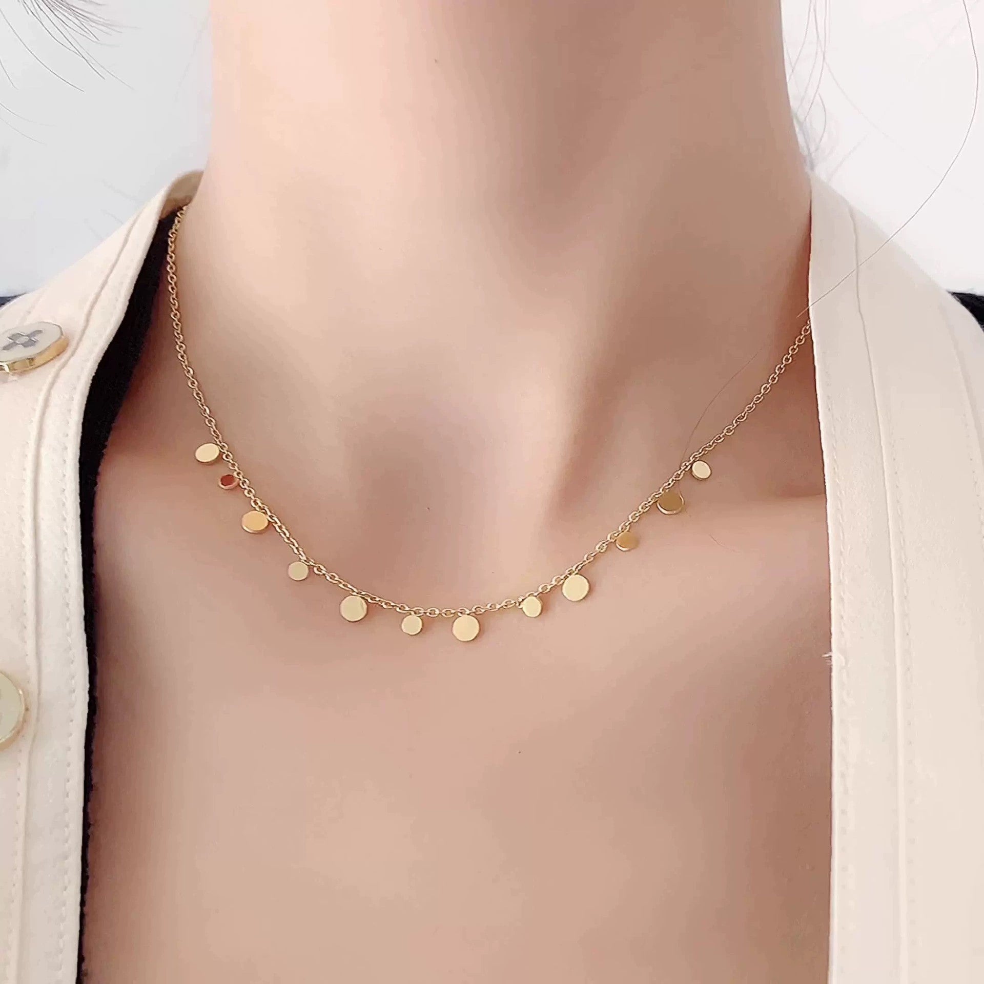 Minimalist Gold Disc Chain Necklace jltn0685