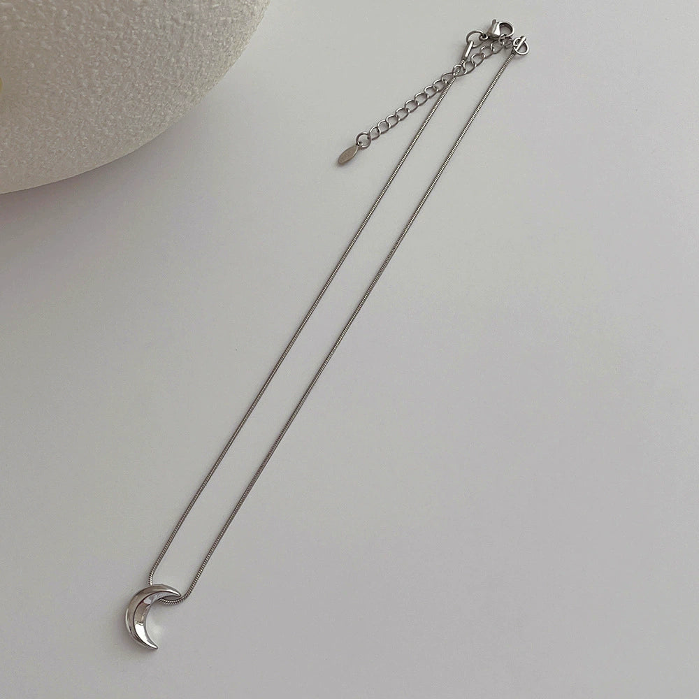 Sterling Silver Crescent Moon Necklace jltn0689