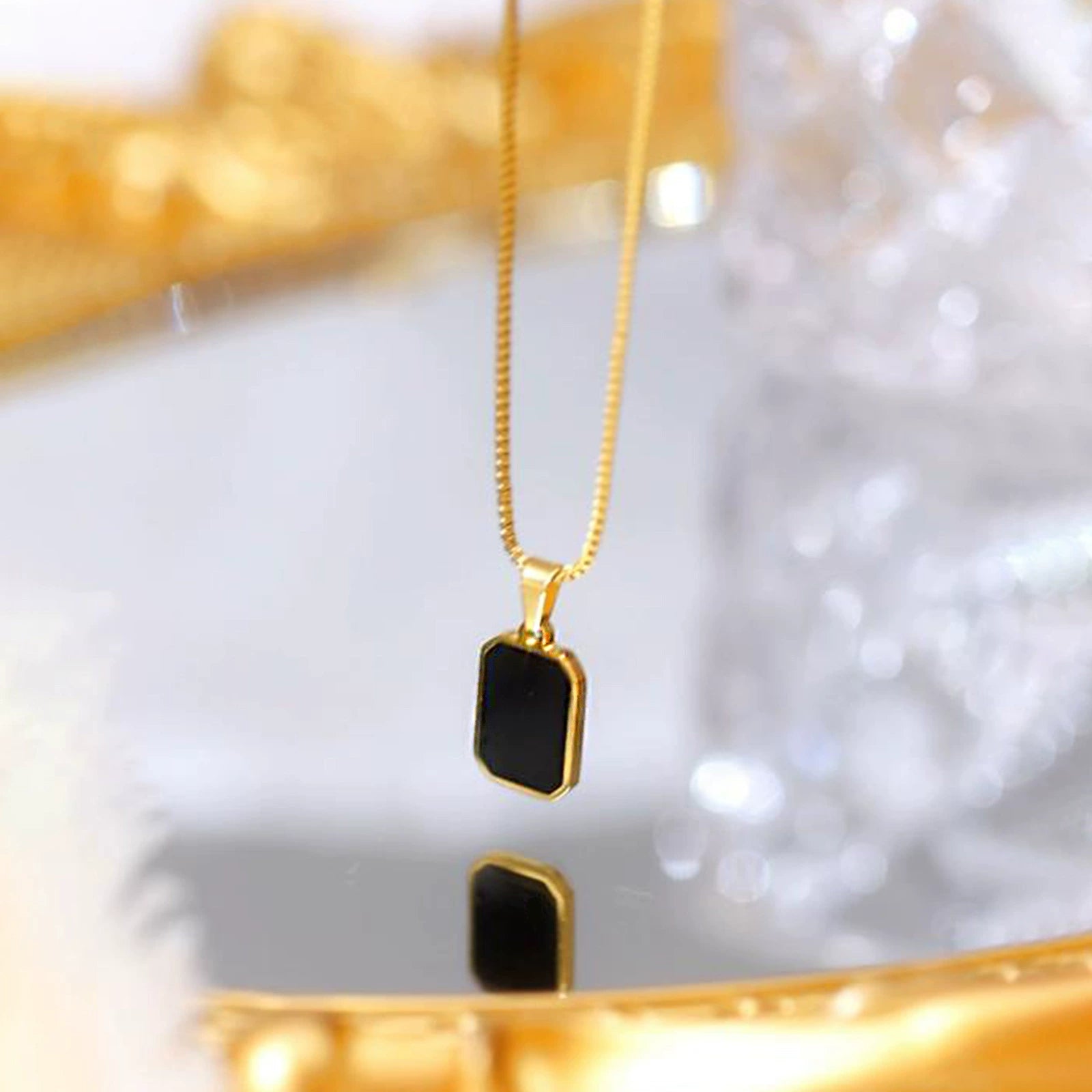 Perfect Black Onyx Pendant Necklace jltn0691
