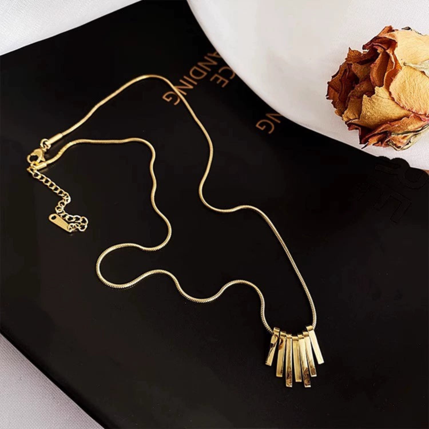 Vertical cascading pendant chain Necklace- JLTN0707