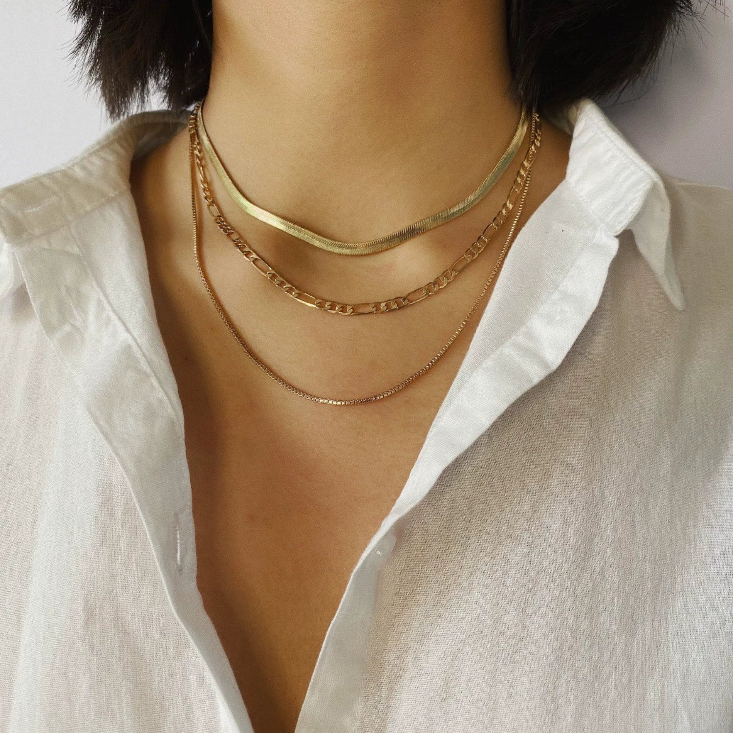 Triple Layered Gold Tone Necklace JLTN0787