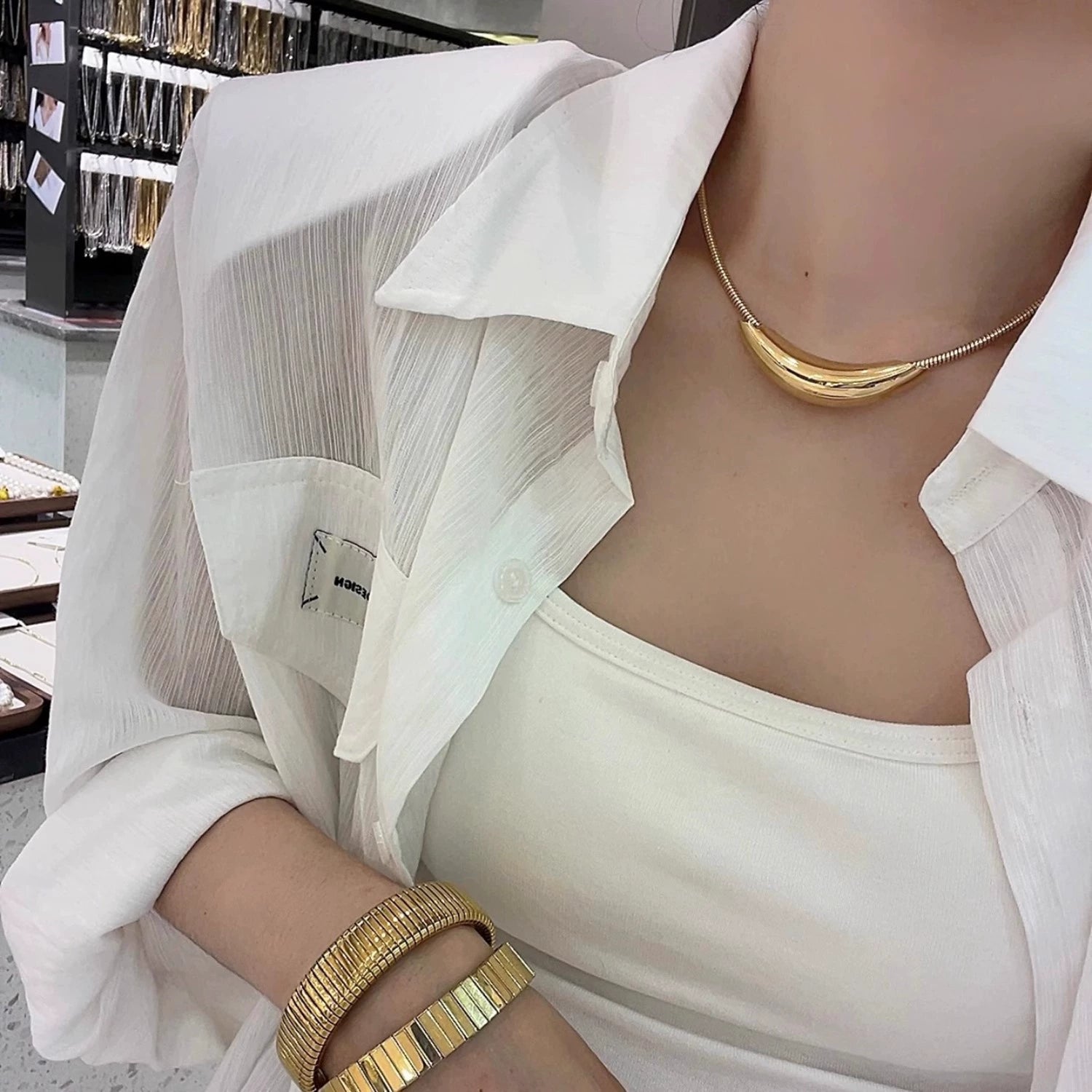 Just Lil Things The Tube Collar Arc Pendant Necklace jltn0843